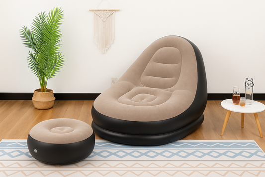 🛋️ Sofá Inflable con Reposapiés – Pa’ sentarse como reina sin gastar como una